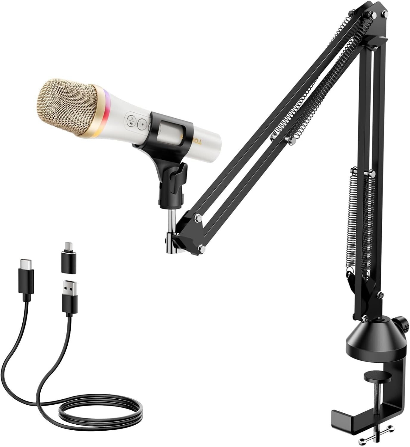 TONOR USB/Type C Dynamic Microphone for PC, RGB Podcast Computer Gaming Mic