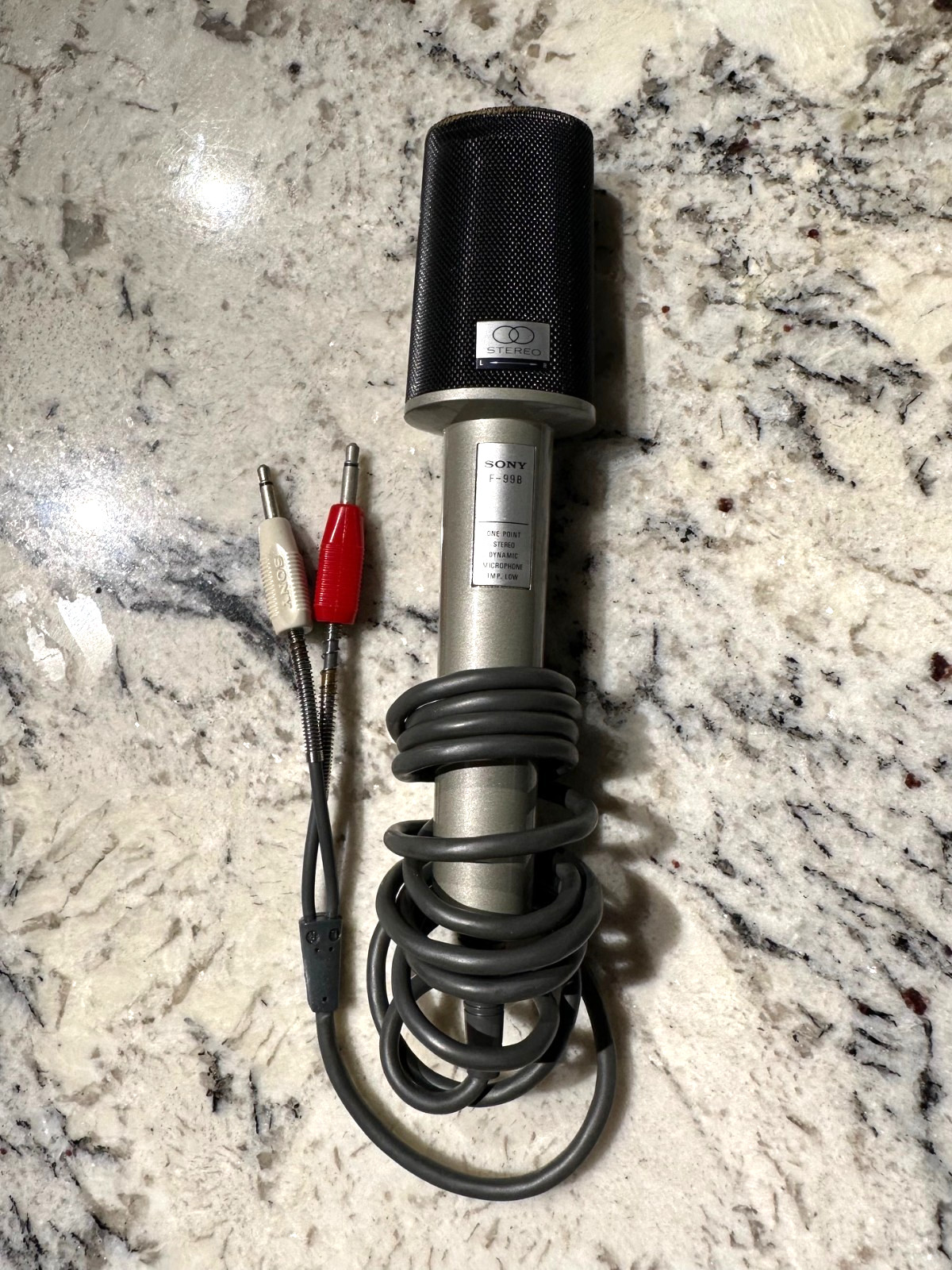SONY F-99B Vintage One-Point Stereo Dynamic Microphone OG Case Made in Japan