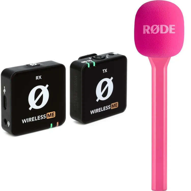 Rode Wireless ME Clip-on Wireless Microphone System with Handheld Adapter – Pink