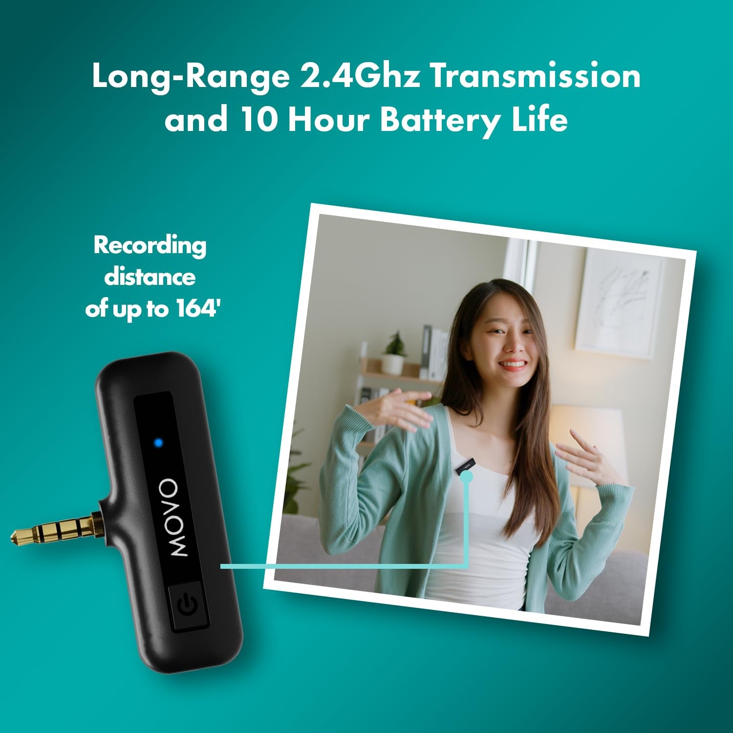Movo Wireless Mini Camera Microphone for Video Recording- 2.4Ghz Wireless