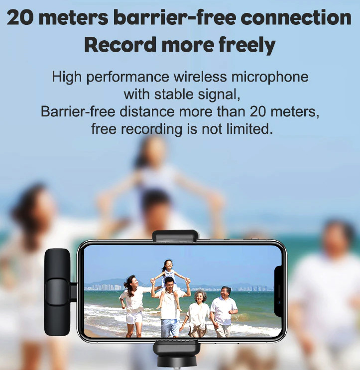 Lavalier Microphone Wireless Audio Video Recording Mini Mic For Android/iPhone