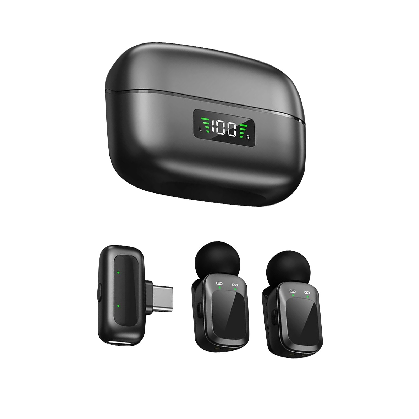 2.4G Wireless Lavalier Microphone for Type-C Phone USB-C Mini Mic 2-Pack System