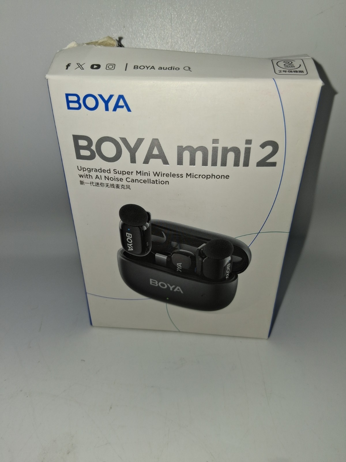 Boya Mini 2 Mini Wireless Microphone w/ Charging Case AI Noise Cancellation New