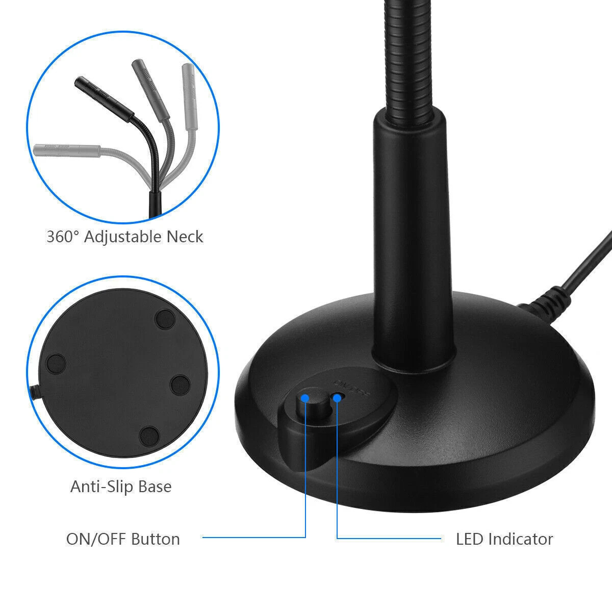 Mini USB Condenser Microphone with Stand – Plug & Play for PC/Laptop/Mac