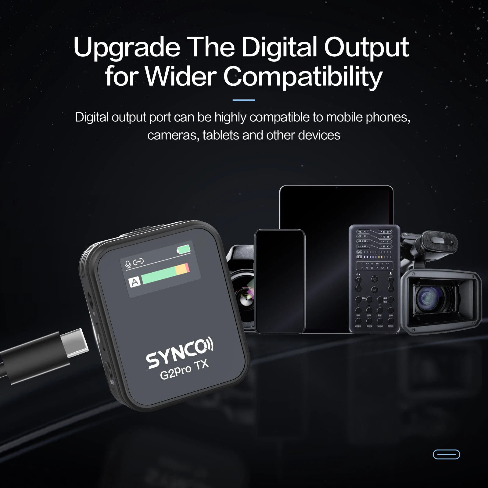 SYNCO G2A2 Pro 2.4G 656FT Wireless Lavalier Microphone Camera Video Recording