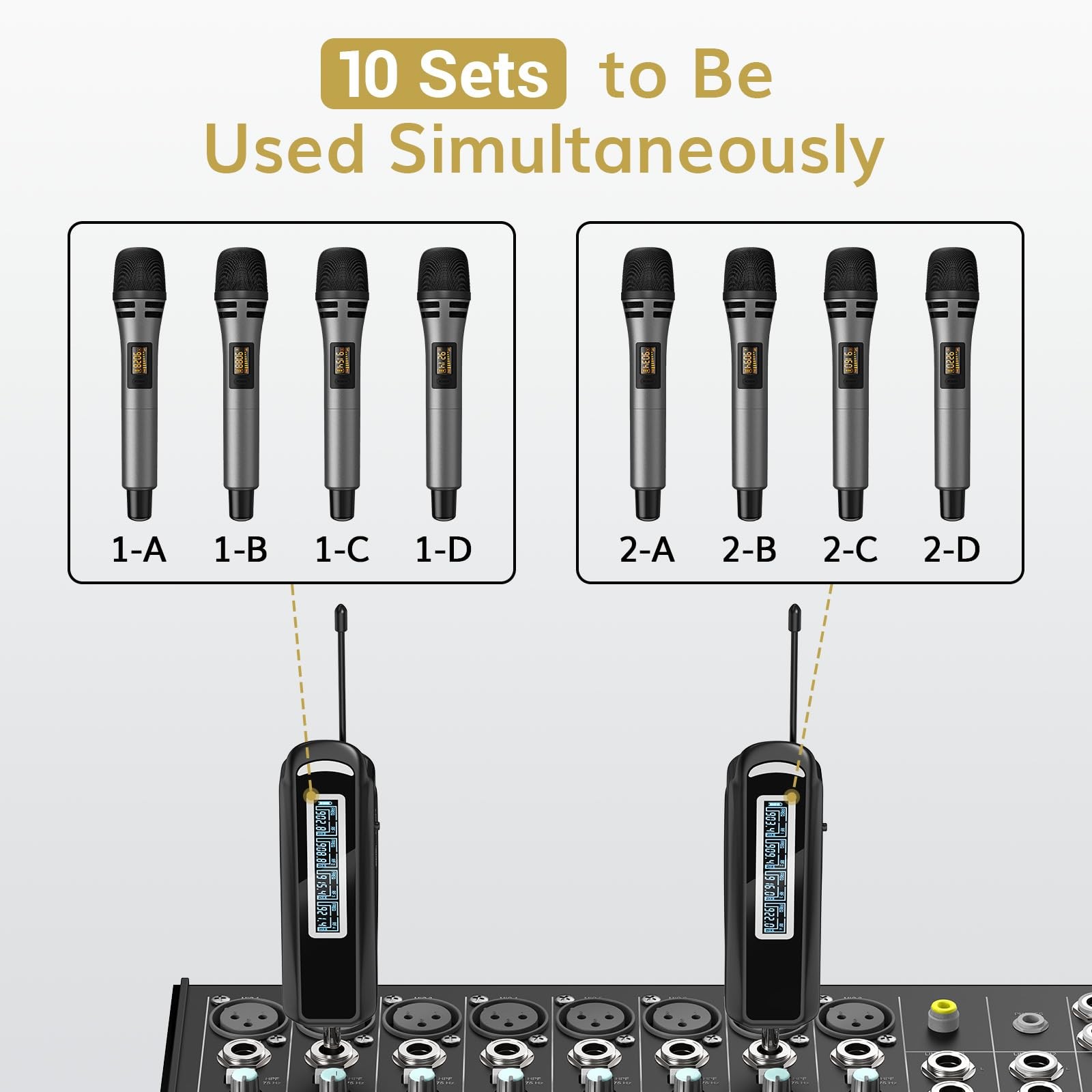 TONOR Wireless Microphones, 4 UHF Karaoke Microphone System, Microfonos Gray