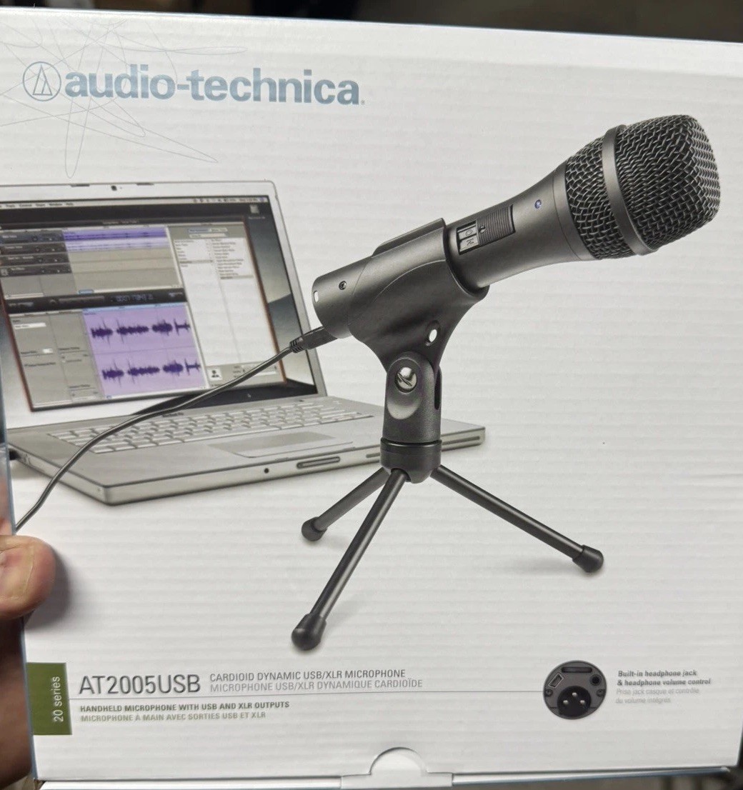 Audio-Technica AT2005USB Cardioid Dynamic USB XLR Microphone ~ W/ Stand