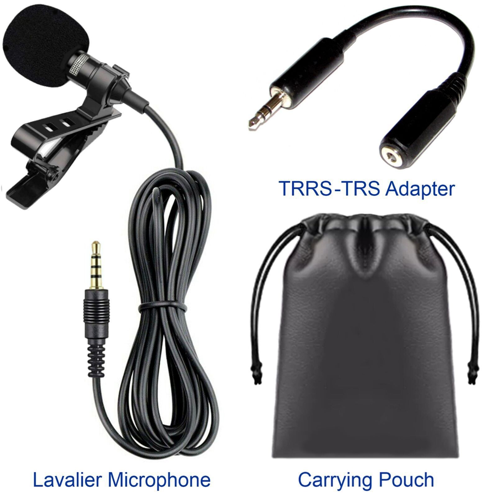 Professional Clip-on Lavalier Lapel Microphone 3.5mm 3-4 Pin TRS-TRRS Plug