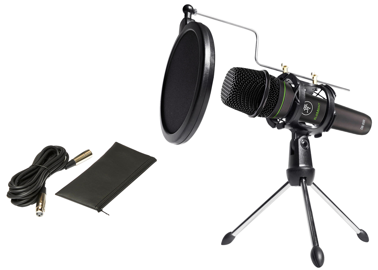 Mackie EM-89D Studio Recording Dynamic Microphone+Cable+Desk Stand+Pop Filter