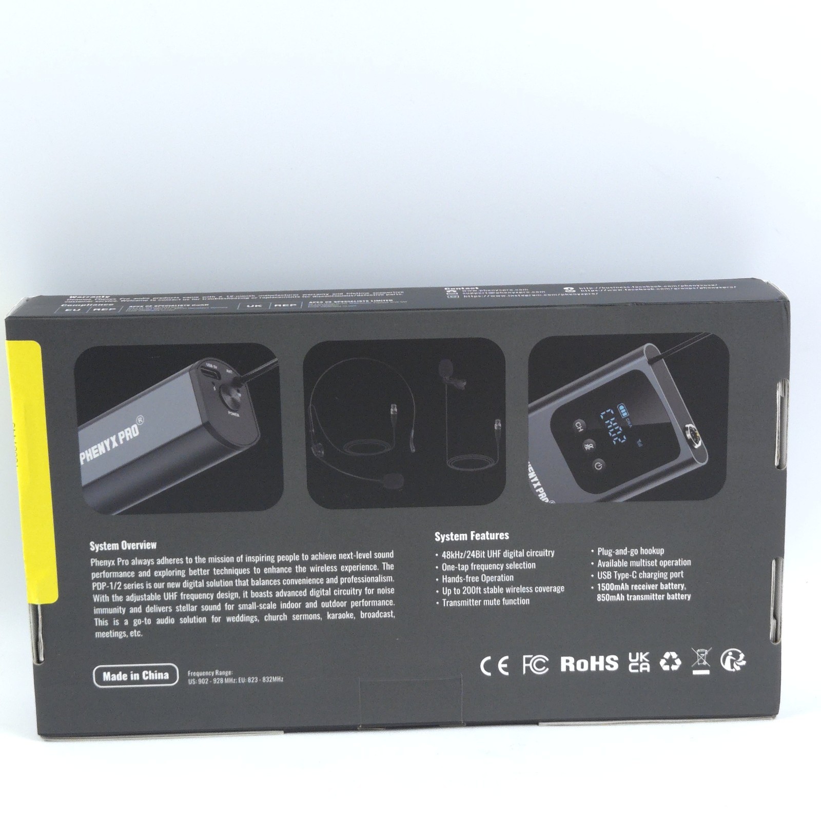 Phenyx Pro PDP-1-1B Single Wireless Microphone System, Digital UHF Series ￼