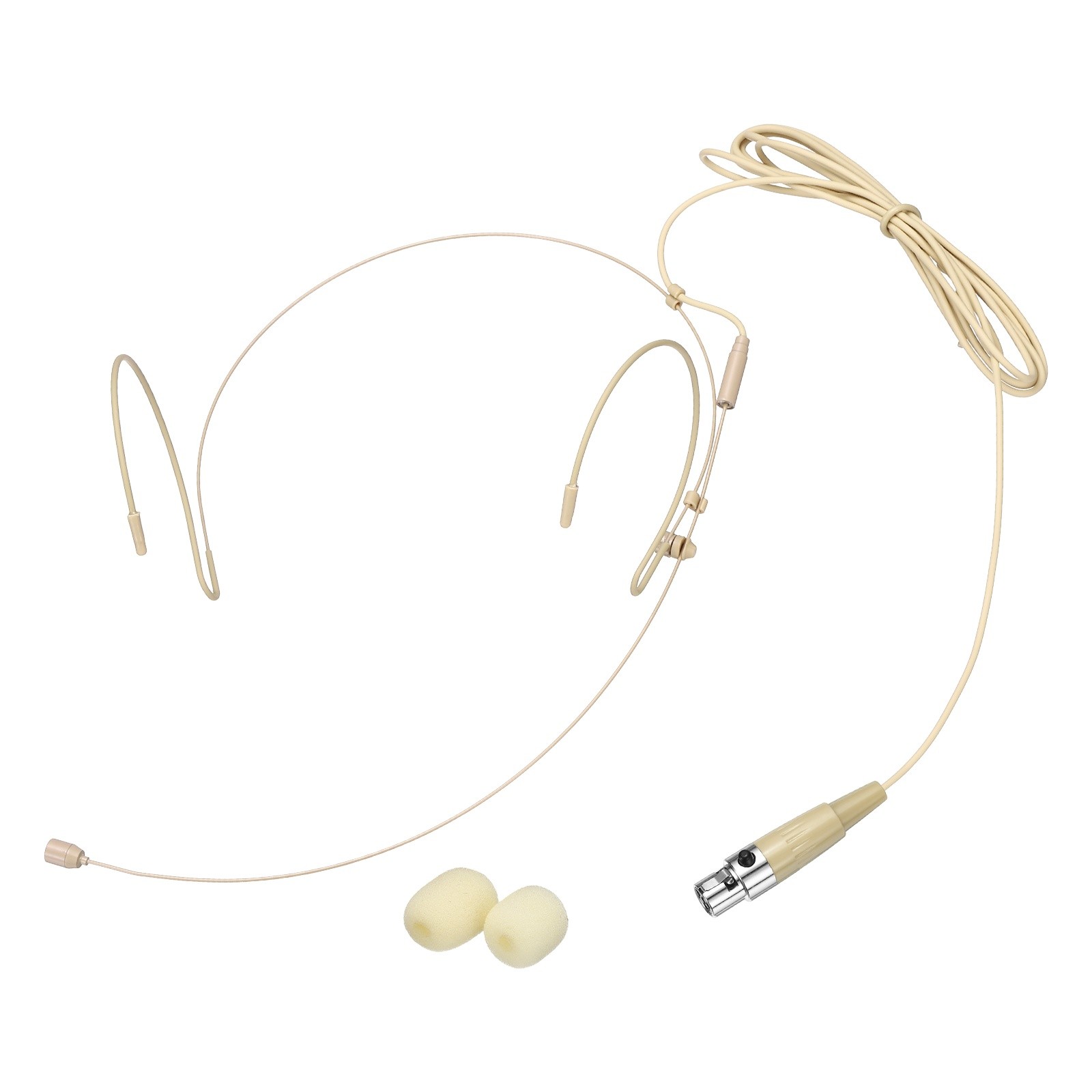 Ear Hook Microphone, Double Ear Headset with Mini XLR 4 Pin TA4F Plug, Beige