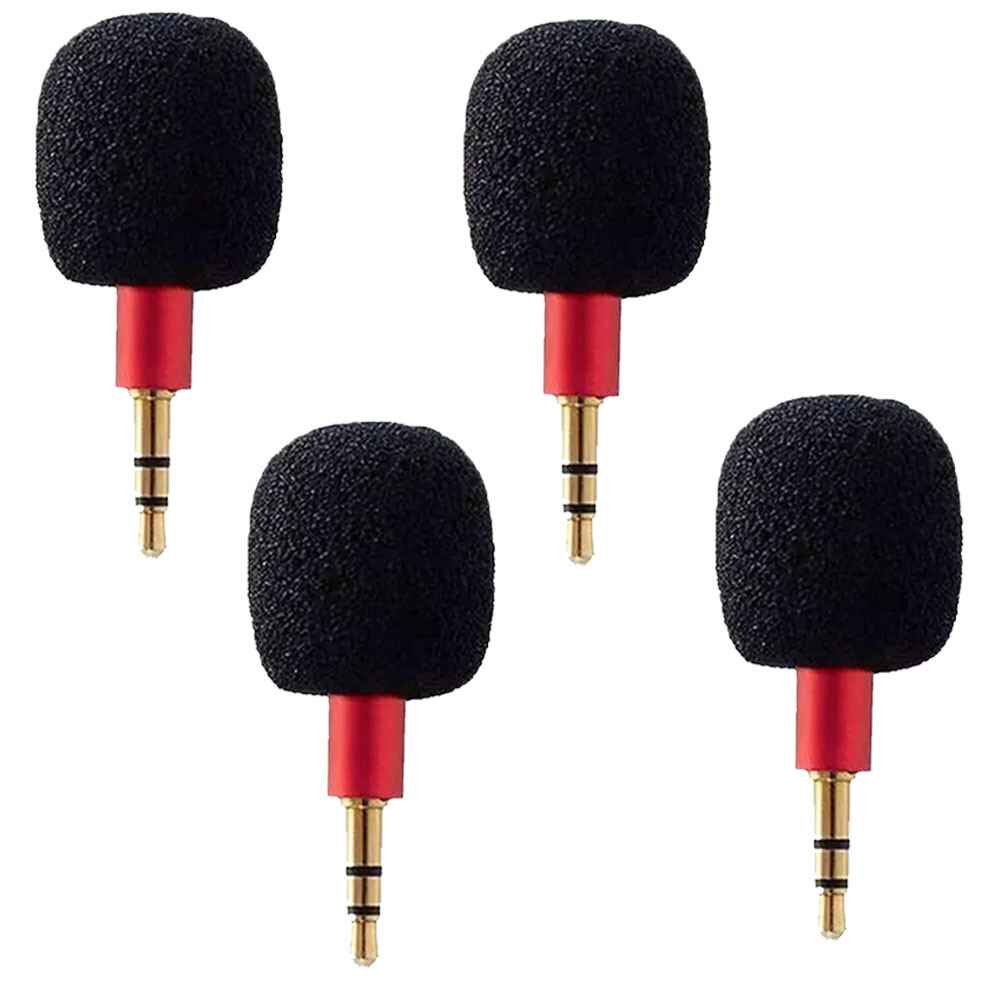 4x Red Mini 3.5mm Jack Stereo Voice Mic Microphones Three Pole For Recorder