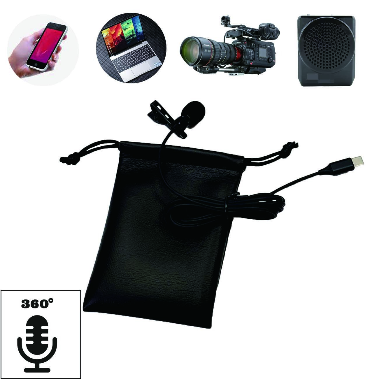 Clip Type Lapel USB Type C Microphone Fits Android Record Youtube Video #B