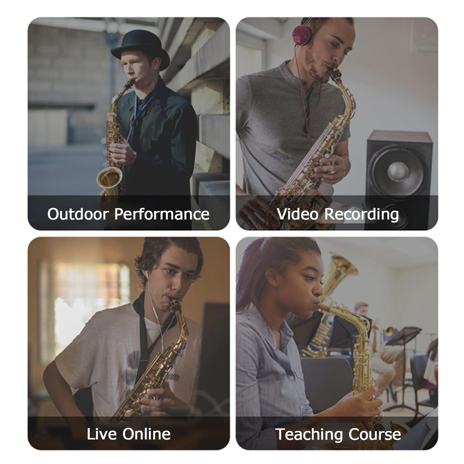 XIAOKOA UHF Wireless Instruments Microphone,Saxophone Microphone,Wireless Receiv