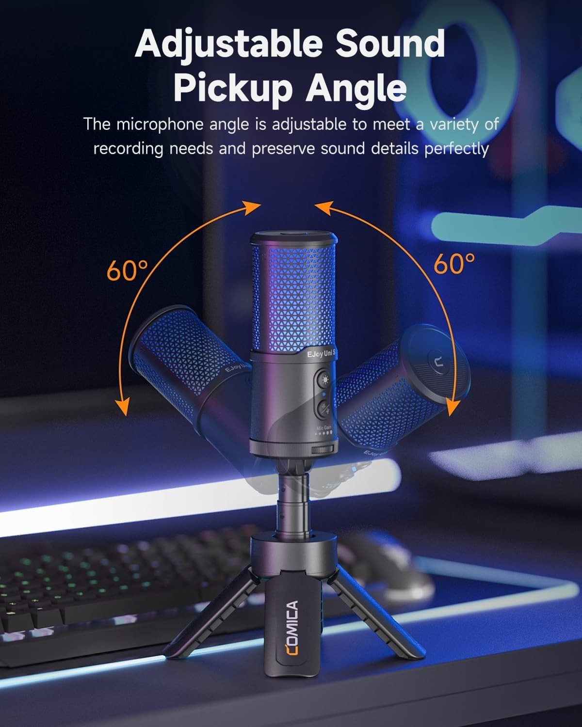 Ejoy UNI S Gaming Microphone for PC,PS5 and Smartphone,RGB Cardioid Condenser…