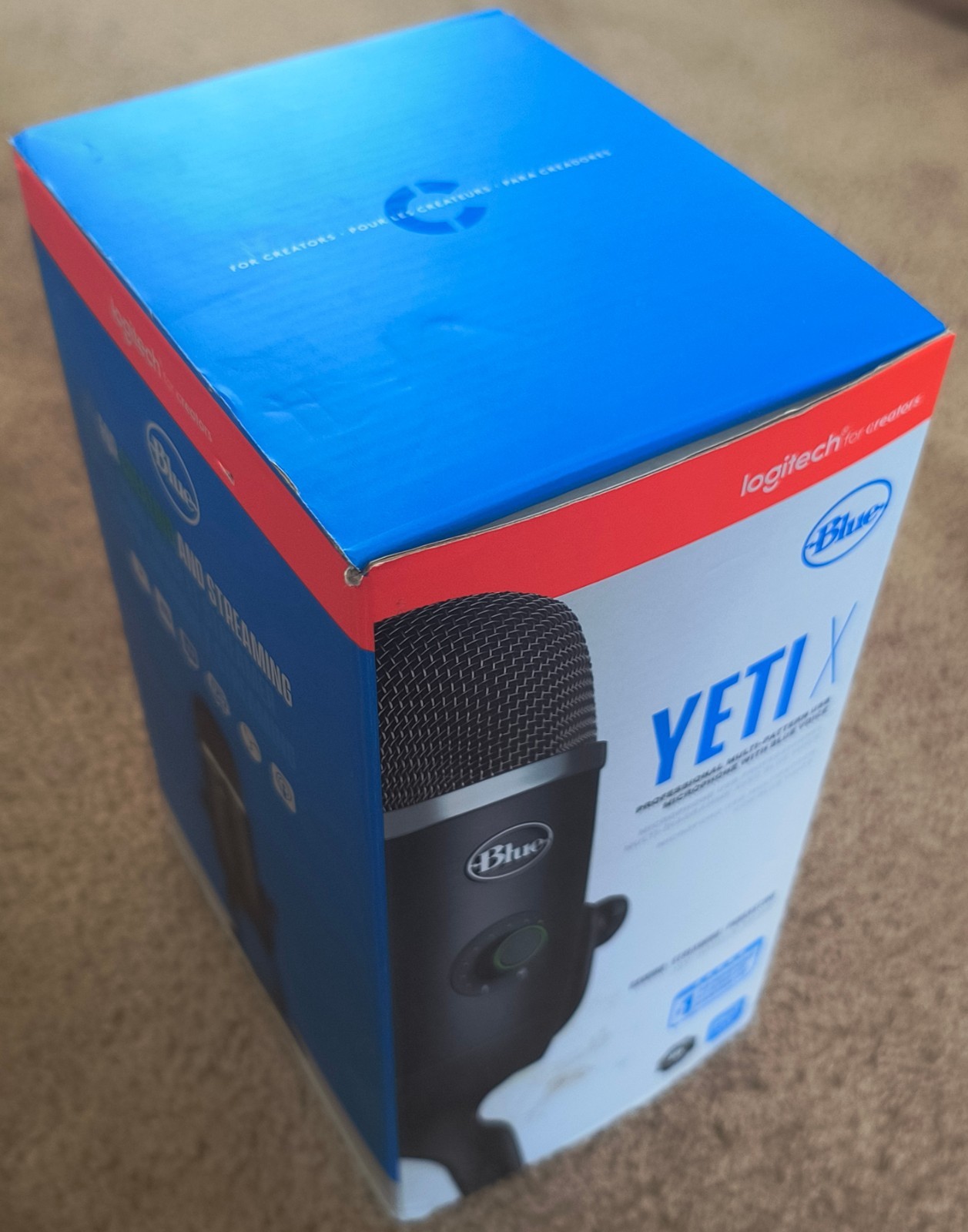 Blue Yeti X Black USB Microphone Logitech Blue VOICE Multi-Pattern New Open Box