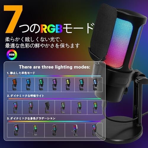 USB Condenser Microphone Gaming PC Microphone RGB Touch/Mute Streaming Podcast