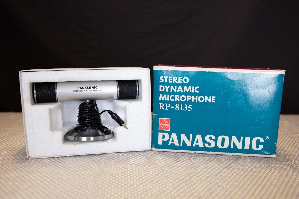 Panasonic RP-8135 Stereo Dynamic Microphone Silver in Original Box Made in Japan