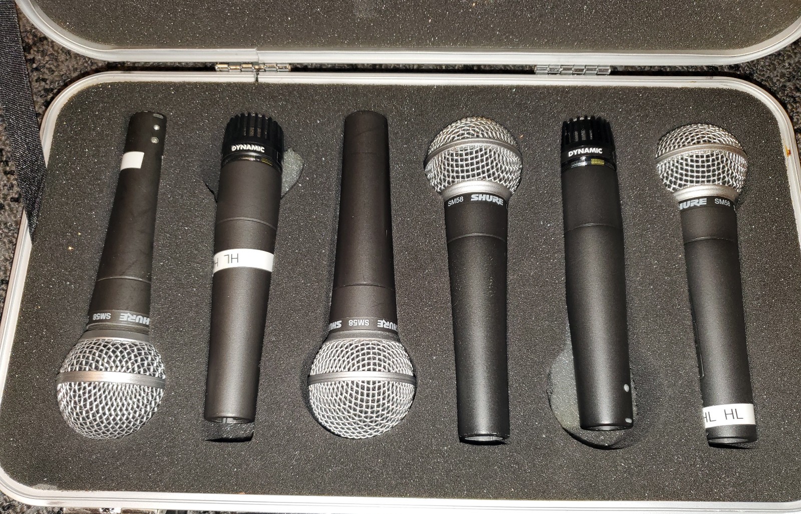 (6) Shure SM58 & SM57 Dynamic Wired Vocal Microphones Mic w/ Hard Gator Case