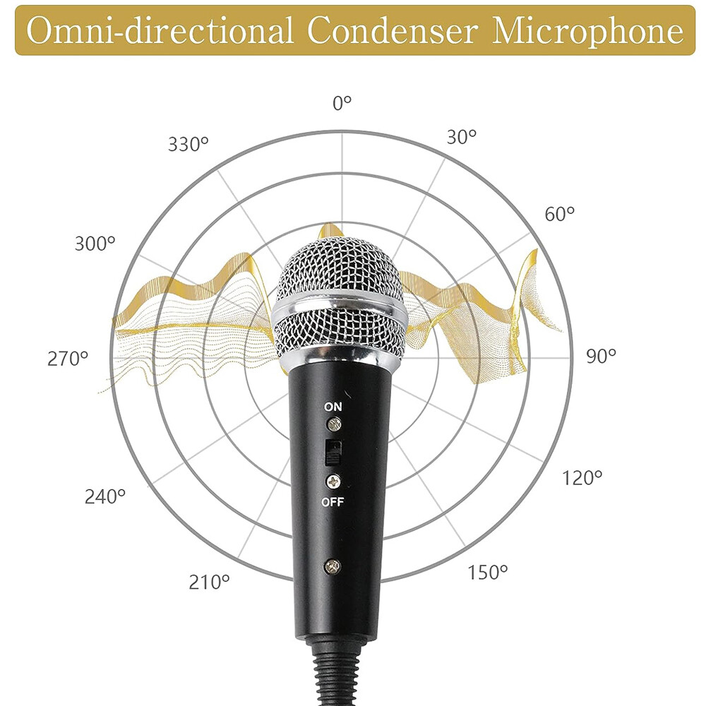Condenser Recording Microphone 3.5mm Plug & Play for Mac PC Android Gaming Black