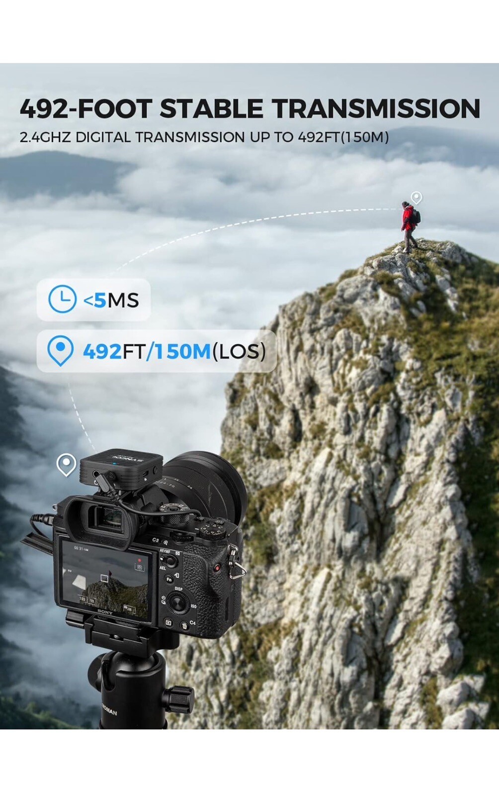 SYNCO G1(A1) Pro Wireless Lavalier Microphone for Camera Smartphone Vlog/YouTube