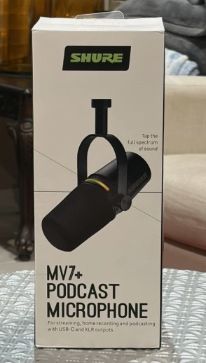 Shure MV7+ Dynamic Podcast Microphone USB-C XLR Black – New Open Box