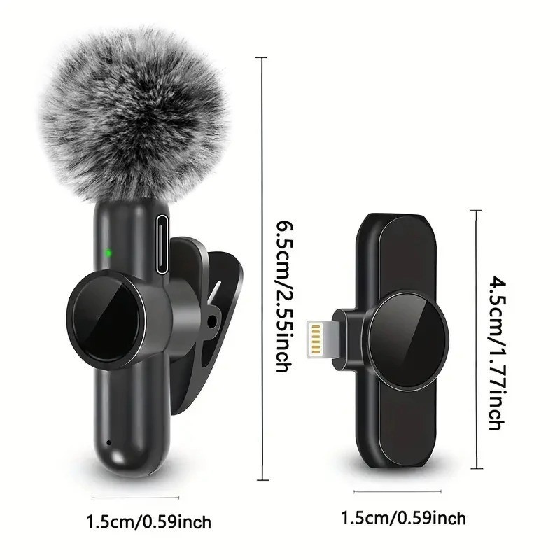 Wireless Lavalier Microphone Audio Video Recording Mini Mic For iPhone Android