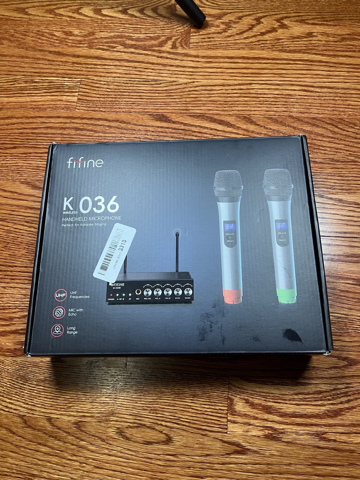 FIFINE UHF Dual Channel Wireless Handheld Microphone, Easy-To-Use Karaoke M-K036