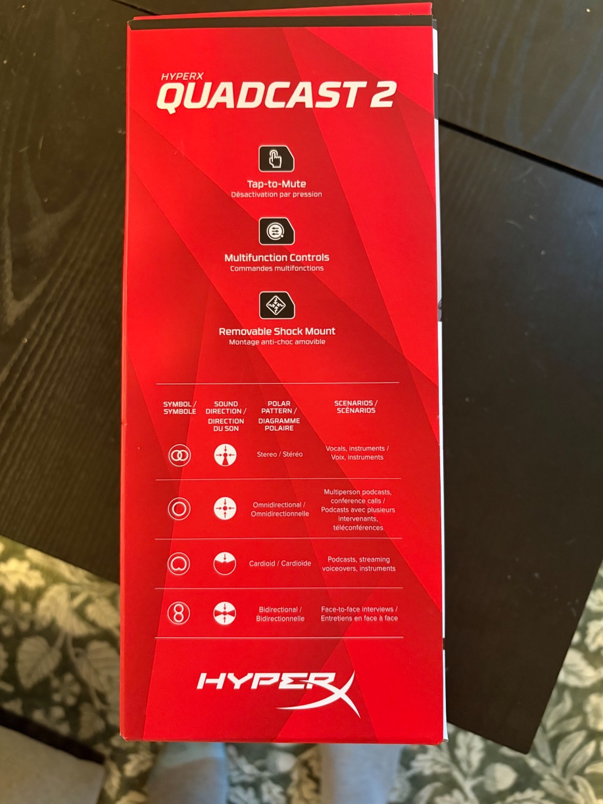 HyperX Quadcast 2 Microphone Black Red W/Removable Shock Mount