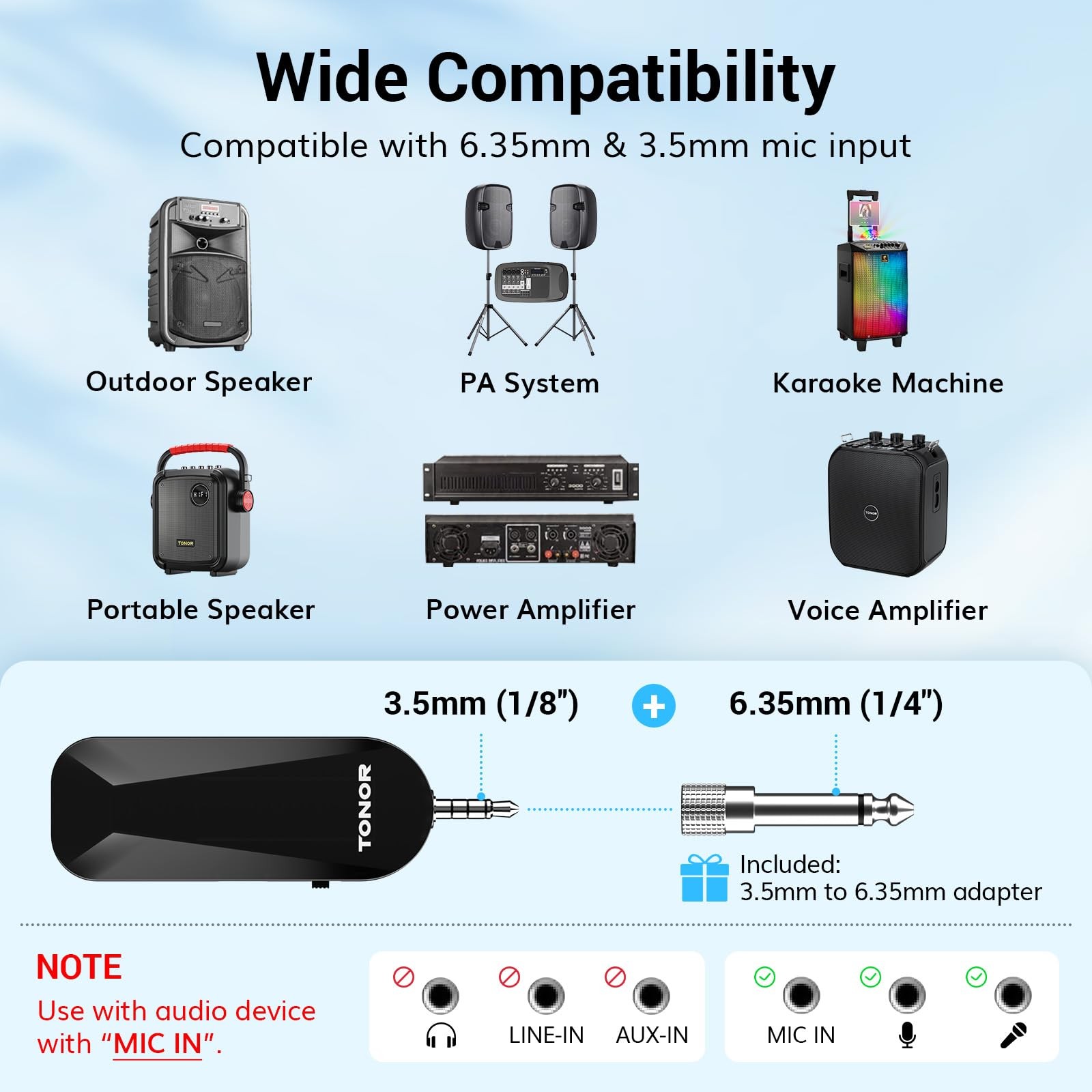 TONOR Wireless Headset Microphone, UHF Microphone Headset System, Head Handhe…
