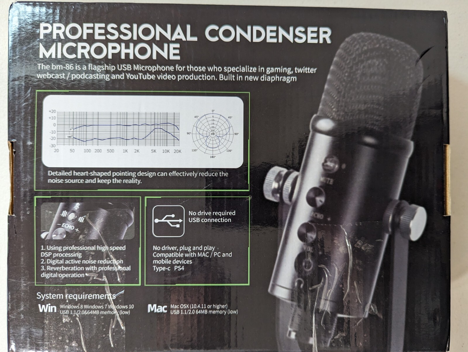 BM86 Professional Condenser Microphone by XiaoKoa New in Open Box