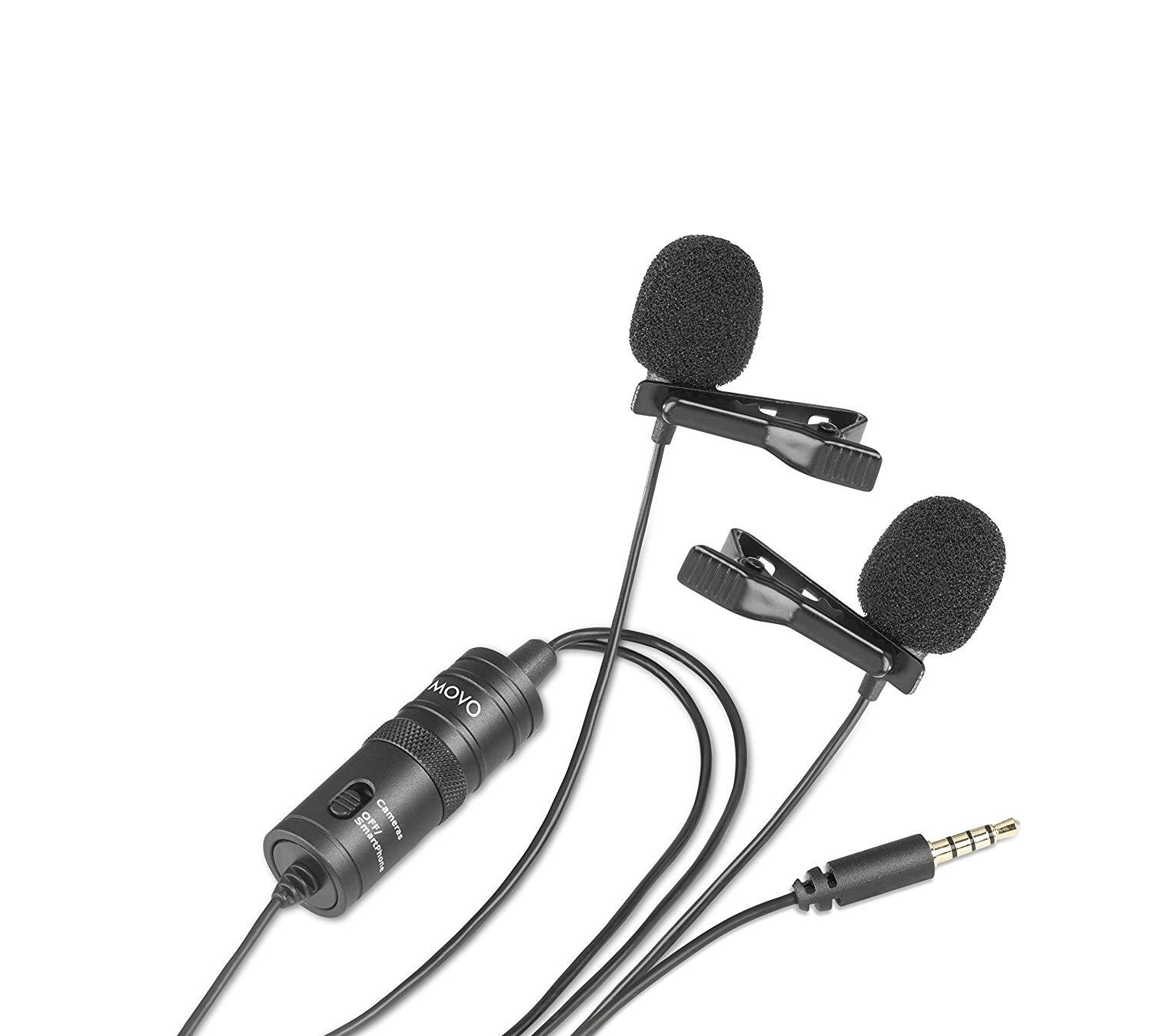 Movo LV2 Double-Lavalier Omnidirectional Interview Microphone (DSLR, Smartphone)