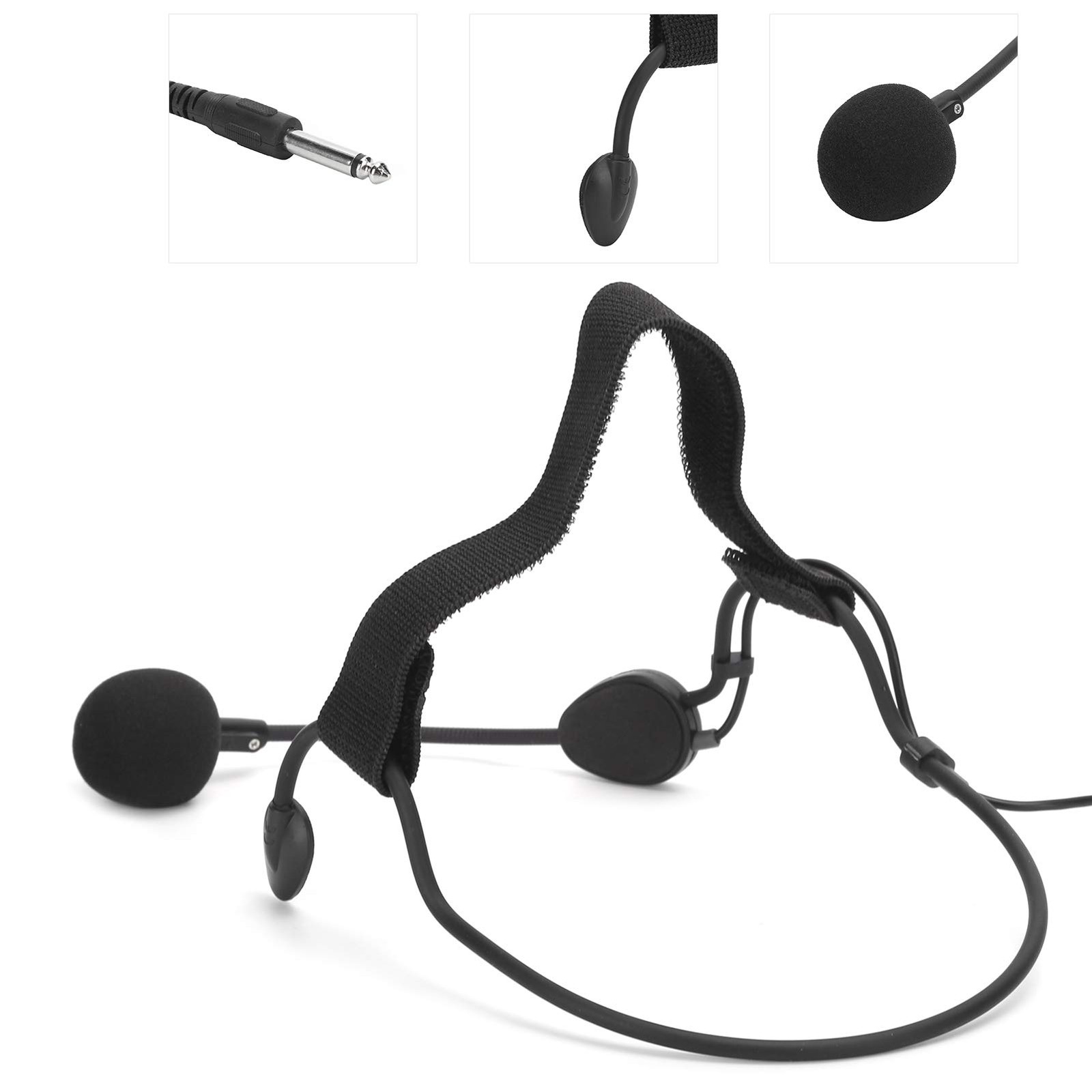 Dynamic Headset Microphone, 6.35MM Jack Headband Headset Microphone Earhook M…