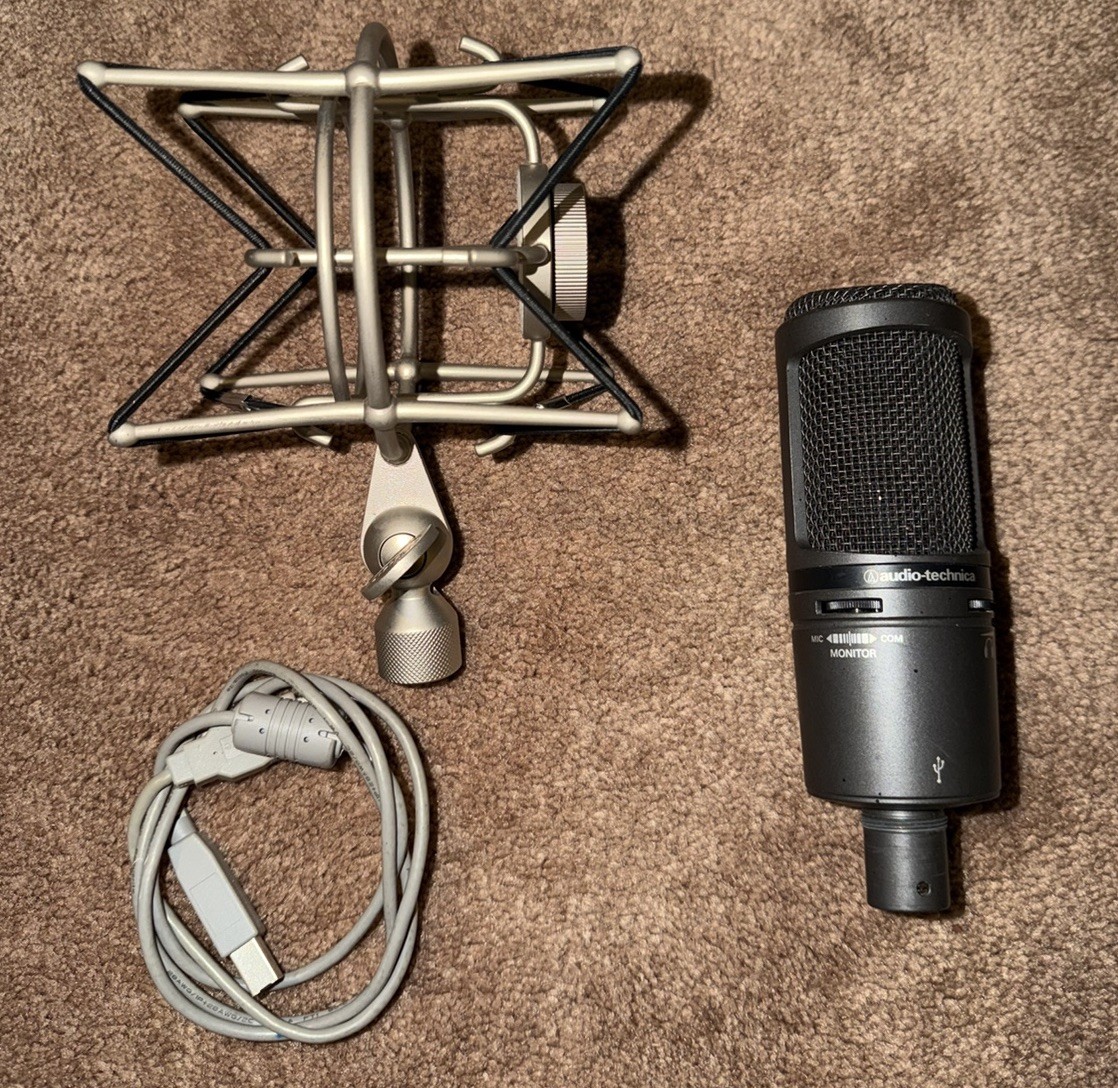 Audio-Technica AT2020USB+ USB Mic w/ Blue Shock Mount Stand Podcast Bundle