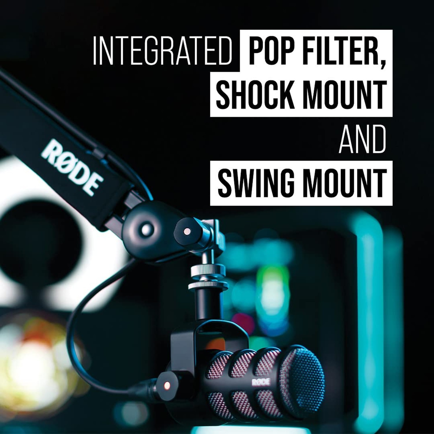 RØDE PodMic Cardioid Dynamic Broadcast Microphone with Integrated Swing Mount…
