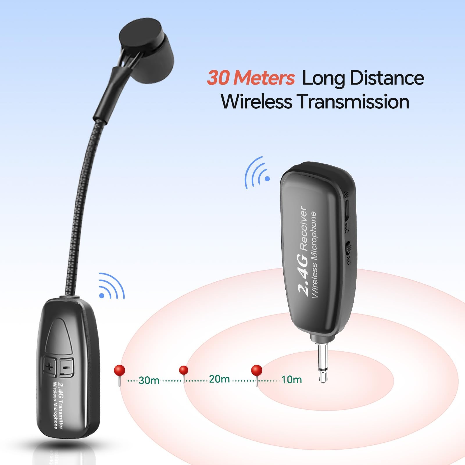Wireless Saxophone Microphone, 2.4GHz Clip Microphones, USB-C Charging Mic Sy…