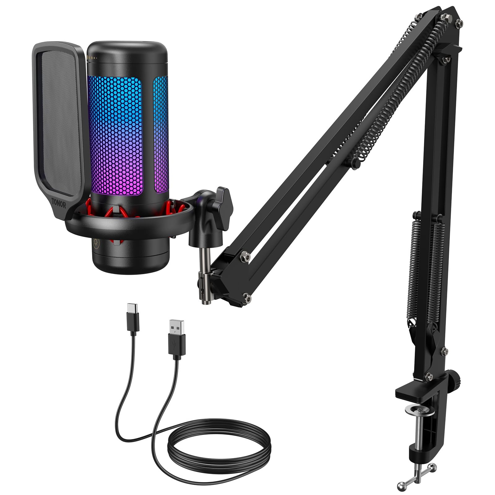 Gaming Microphone Set with Boom Arm, Vocal Condenser Microphone for Content C…