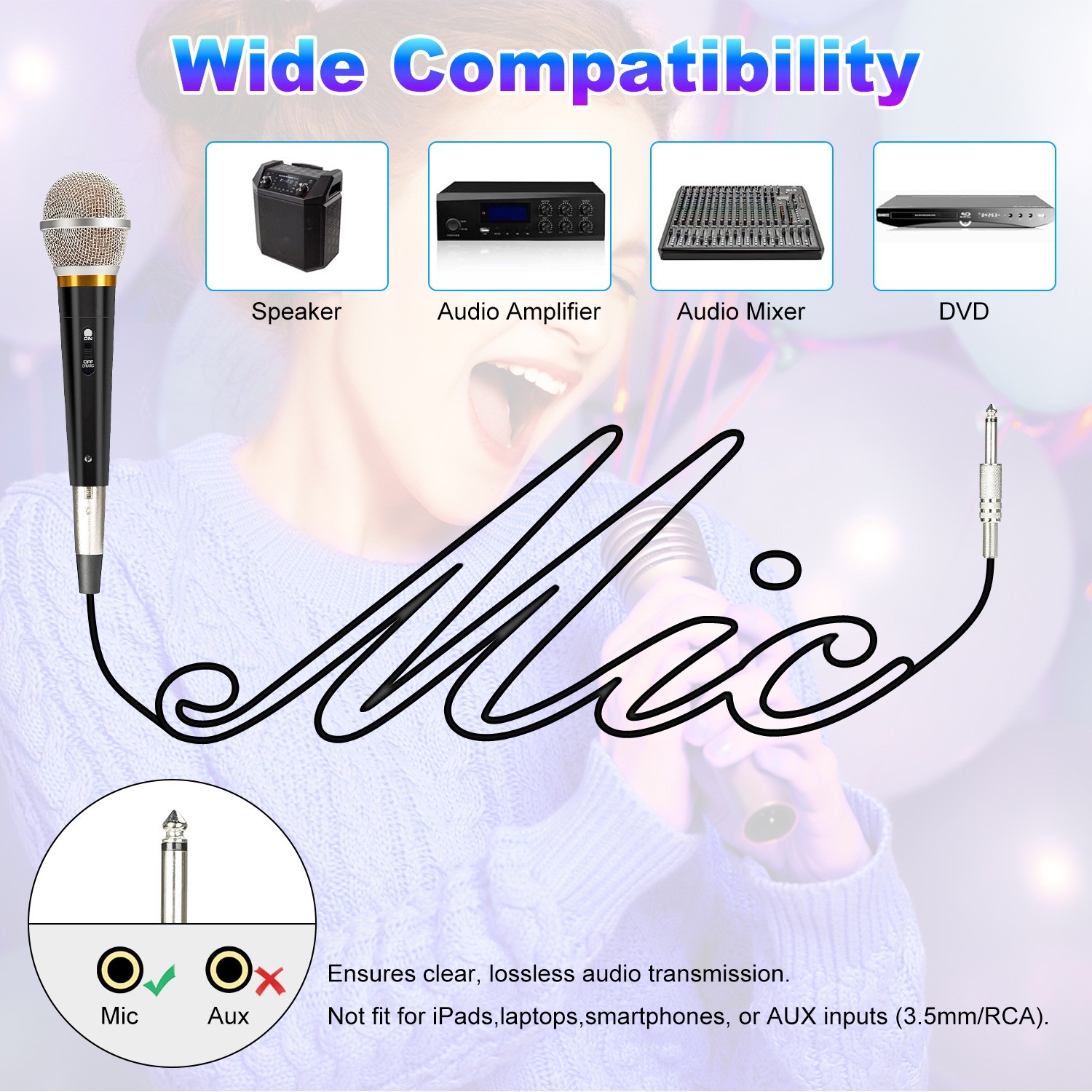 Pro Moving Dynamic Handheld Microphone with 13ft Cable Wired XLR Microphone