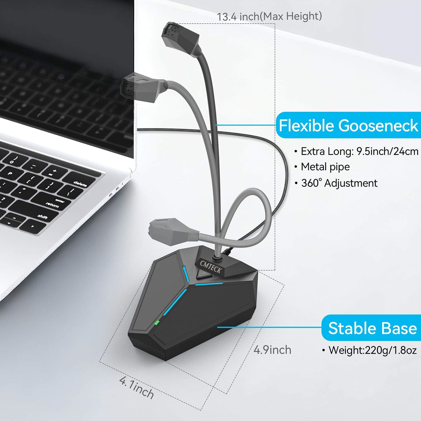 USB Computer Microphone, Plug &Play 4.3 x 5.1 x 13.8 inches, with mute button