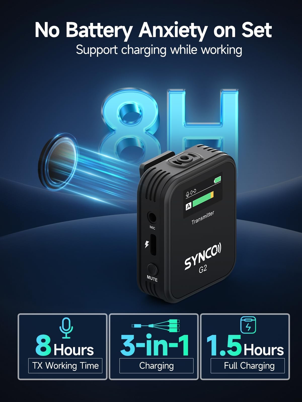 SYNCO G2(A2) Wireless Lavalier Microphone with 48KHz 24Bit Noise Reduction 65…