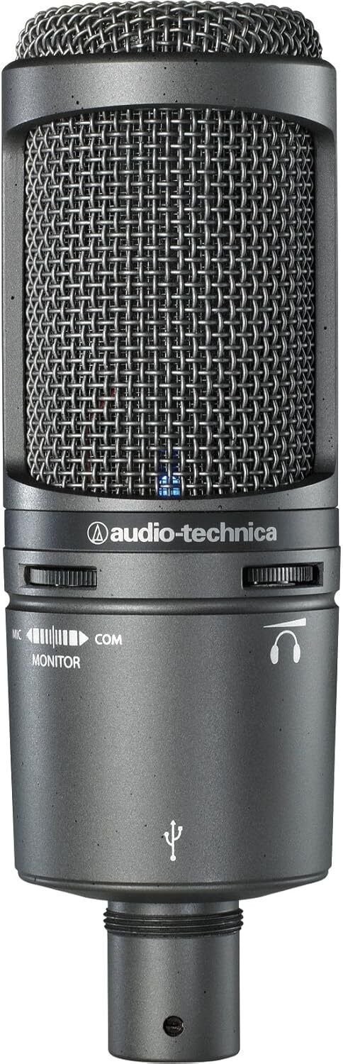 Audio-Technica AT2020USB+Condenser USB Microphone with Pop Filter & Boom Arm NEW