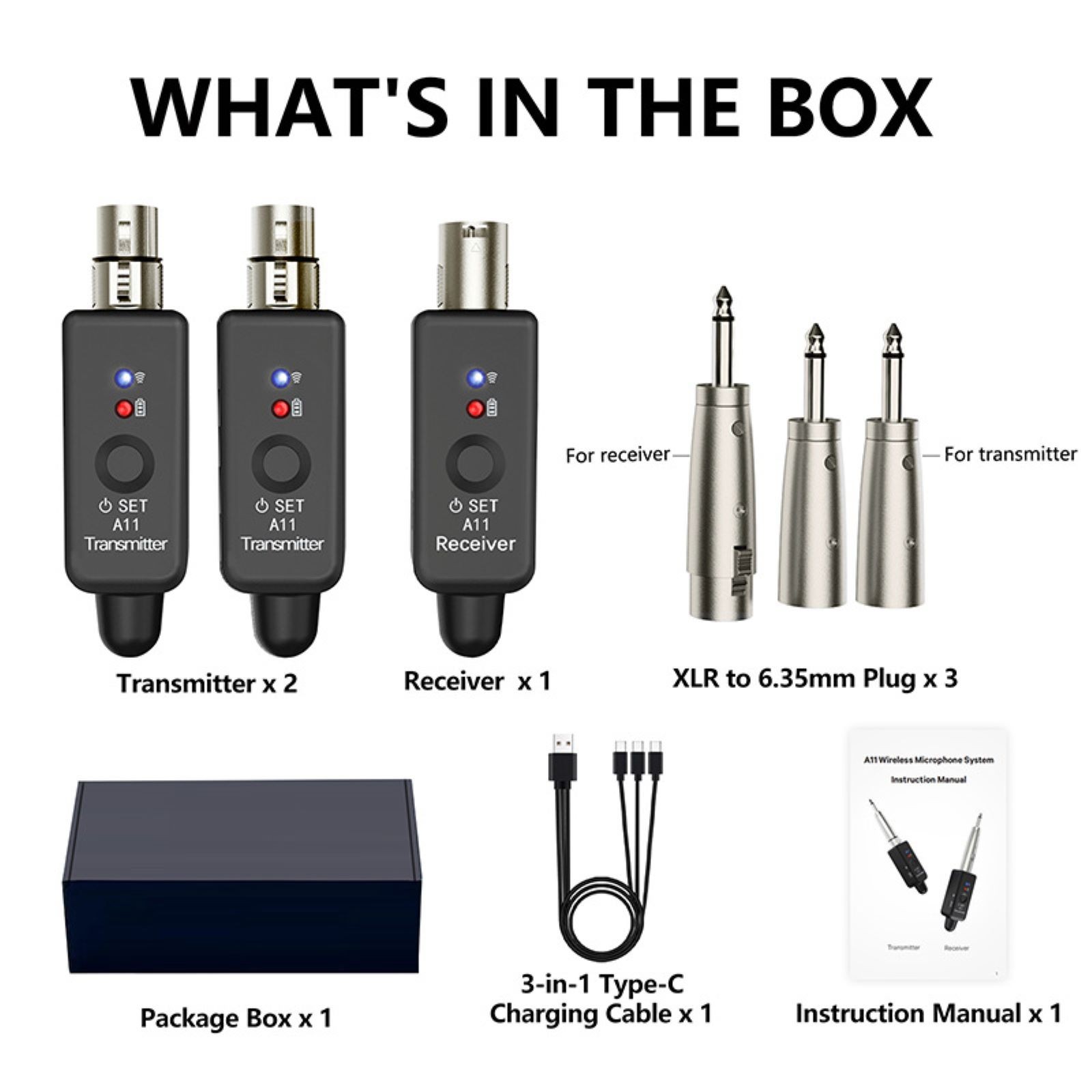 Microphone Transmitter&Receiver UHF XLR Adapter For Recording Studio/Stage Show