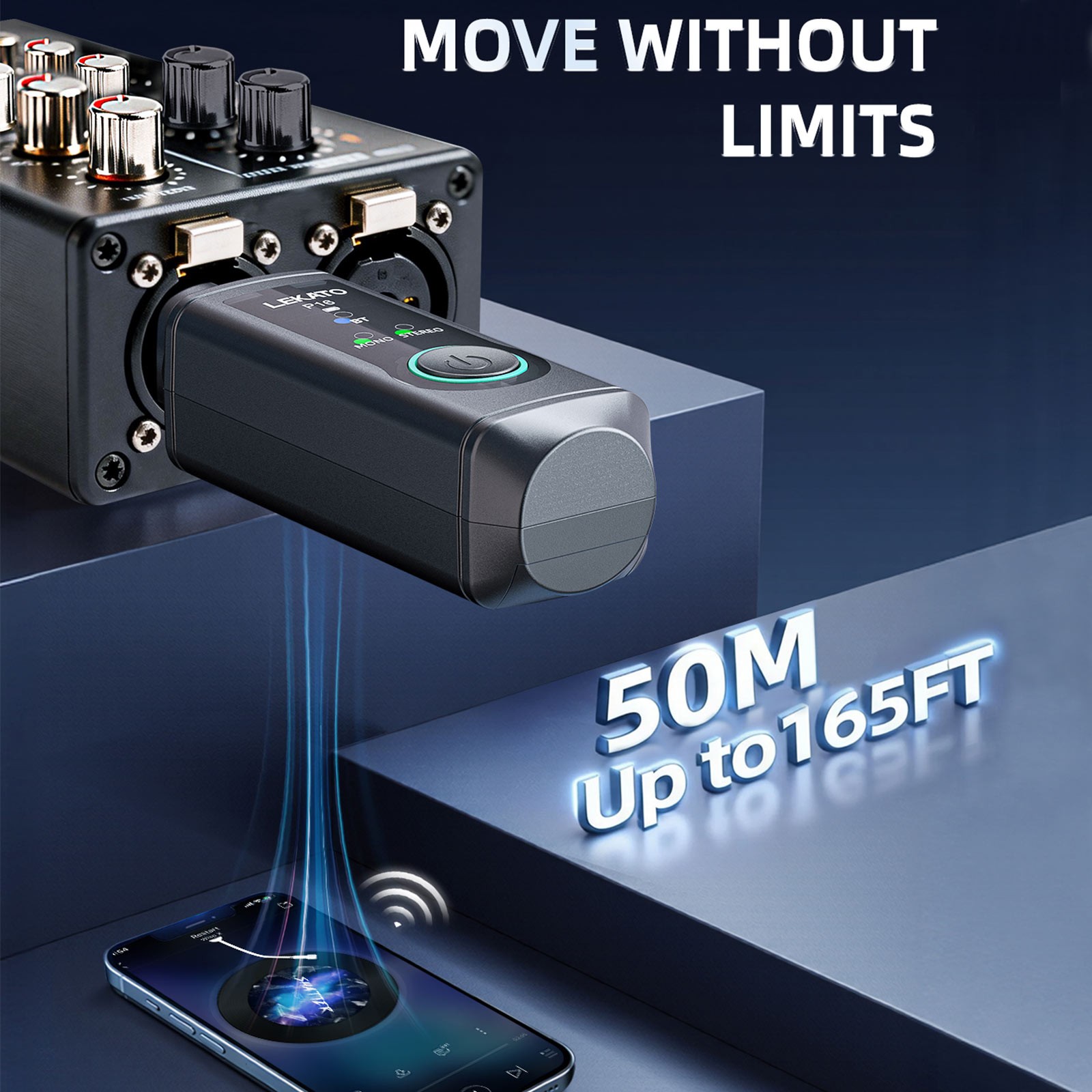 LEKATO XLR Wireless Receiver Stereo System Adapter For Audio Mixer Speaker 1 Set