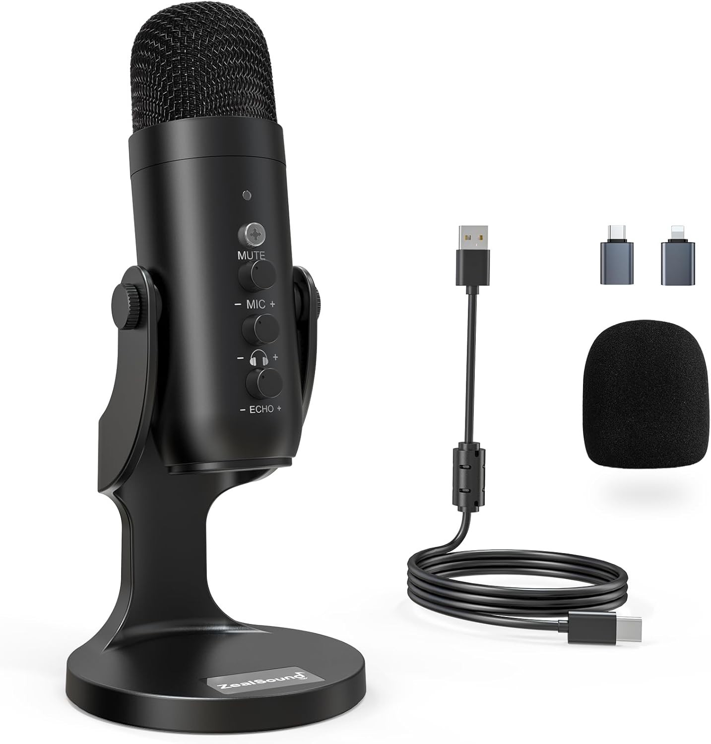 Podcast Microphone for PC, Noise Cancellation USB Mic with Gain, Volume Adjus…