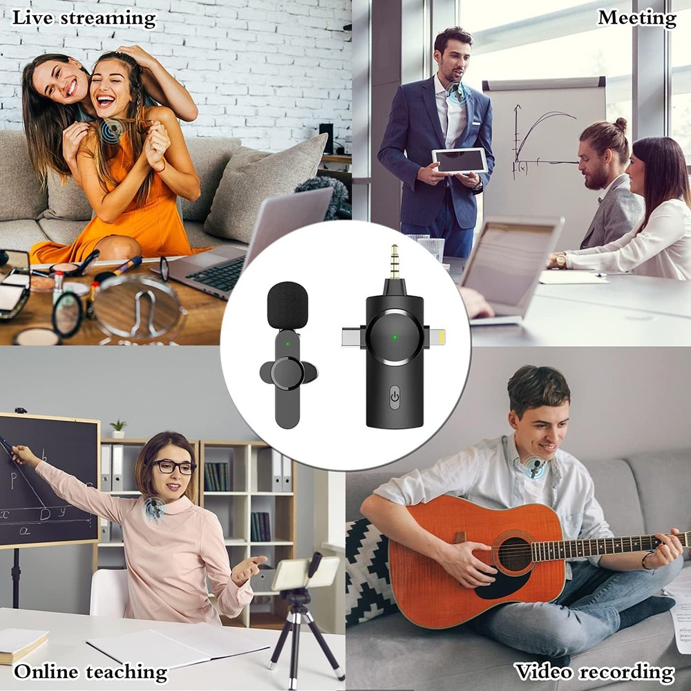 3.5mm Mini Wireless Lavalier Microphone for Audio Video Recording Android iPhone