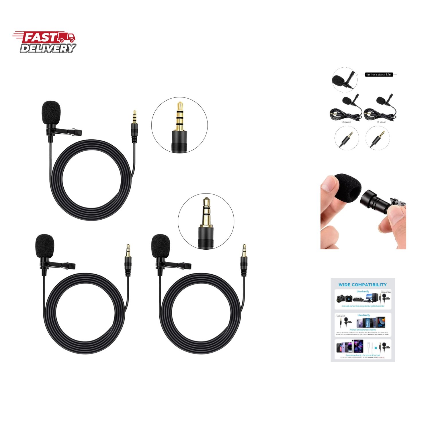 Lavalier Clip on Microphone, Portable Lav Mic for Android Smartphone Camera P…