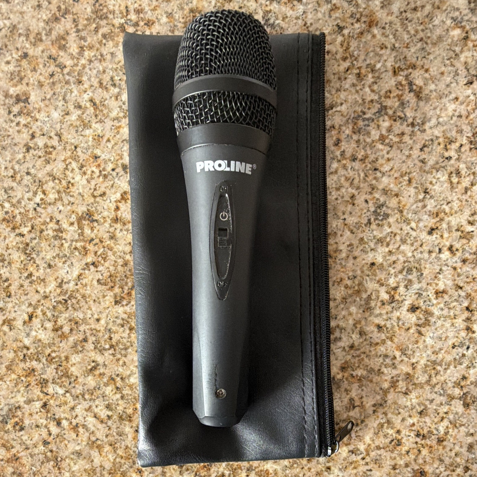 Proline Wired Handheld/Stand-Held Microphone, Black, On/Off Switch w/ Zip Pouch
