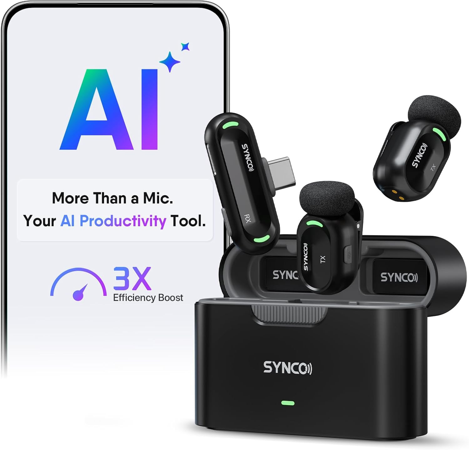 AI Mini Wireless Lavalier Microphone for Android USB-C Creators | AI Translation