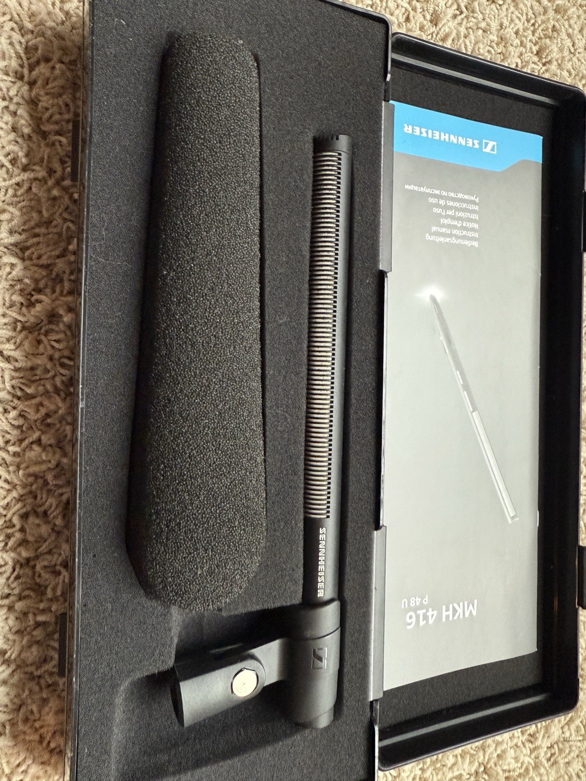 Sennheiser MKH 416 P48 Shotgun Microphone XLR Case Windscreen Black