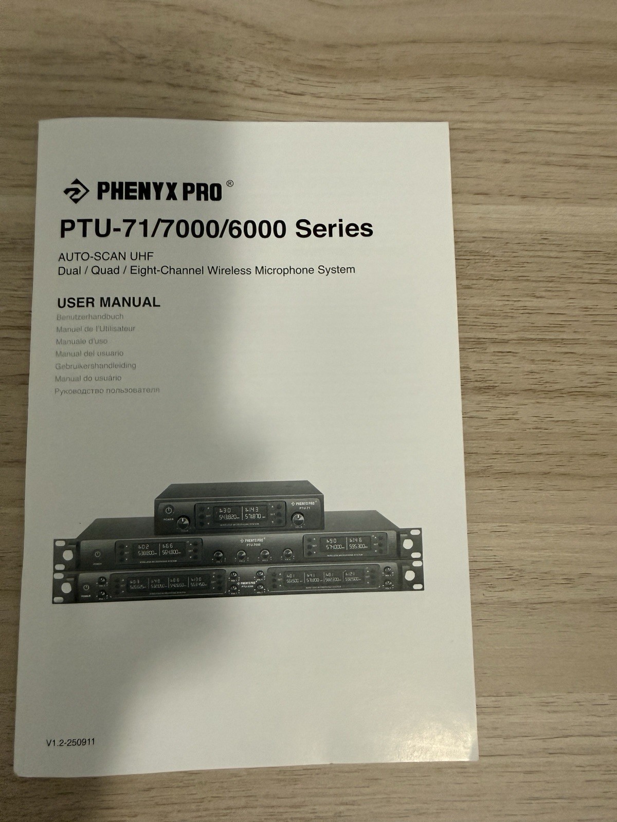 Phenyx Pro PTU-7000 UHF Wireless Mic System 4-Channel Rack Receiver 4 Bodypacks